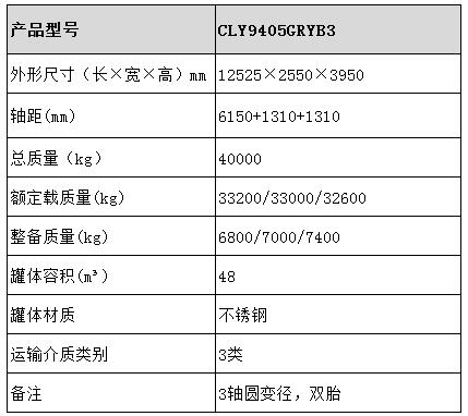 48方不銹鋼半掛車型號(hào)參數(shù)表圖